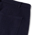 Tempus Now - Navy Wide-Leg Brushed Cotton-Blend Trousers - Blue