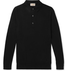 John Smedley - Lanlay Slim-Fit Sea Island Cotton and Cashmere-Blend Polo Shirt - Black