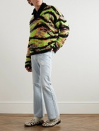 ERL - Metallic Jacquard-Knit Half-Zip Sweater - Green