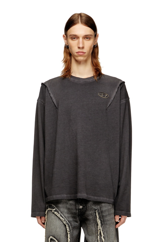 Photo: Diesel Long-sleeve T-shirt with faded effect - T-Shirts - Unisex - Grey