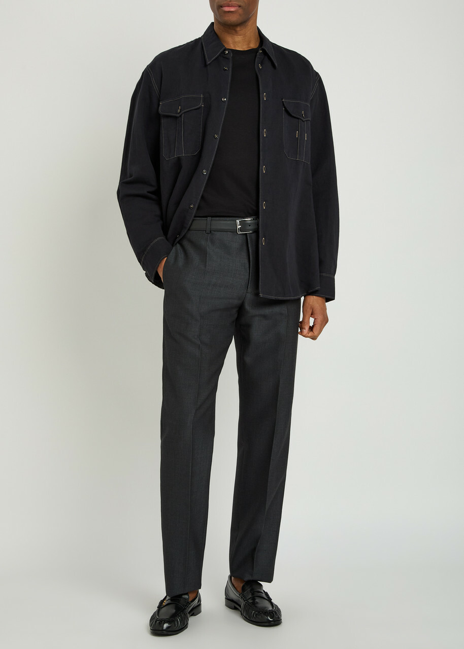 Jil Sander Tapered-leg Wool-blend Trousers Dark Grey