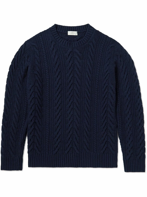 Photo: Altea - Cable-Knit Virgin Wool and Cashmere-Blend Sweater - Blue
