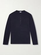 Hartford - Garment-Dyed Lyocell and Cotton-Blend Jersey Henley Shirt - Blue