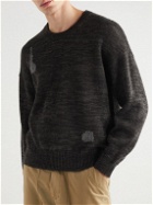 Visvim - Distressed Embroidered Mohair and Linen-Blend Sweater - Black