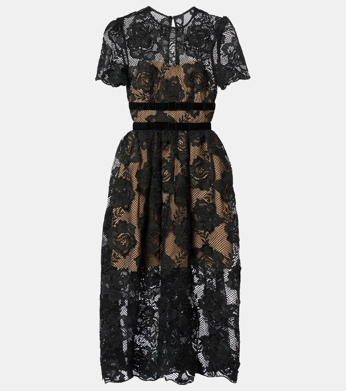 SELF-PORTRAIT ワンピース レース Lace and velvet midi 963992 Self-Portrait Lace and velvet midi dress Self-Portrait