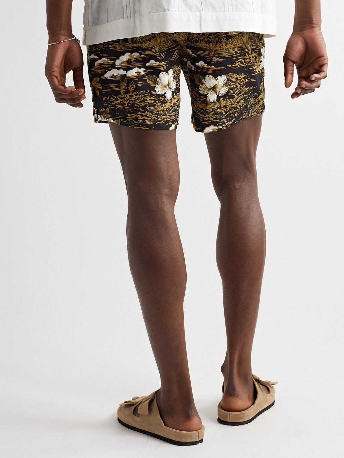 Go Barefoot - Cruizing Surfer Straight-Leg Printed Cotton Shorts - Black
