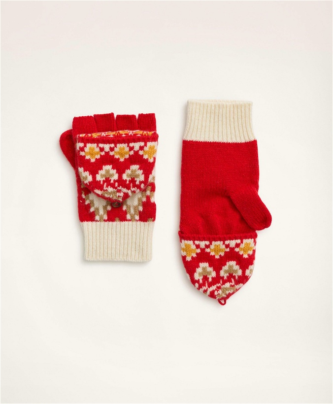 Photo: Brooks Brothers Women's Merino Wool Knit Fair Isle Gloves | Red
