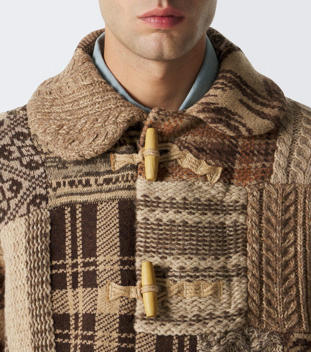 RRL Patchwork wool, linen, and silk cardigan