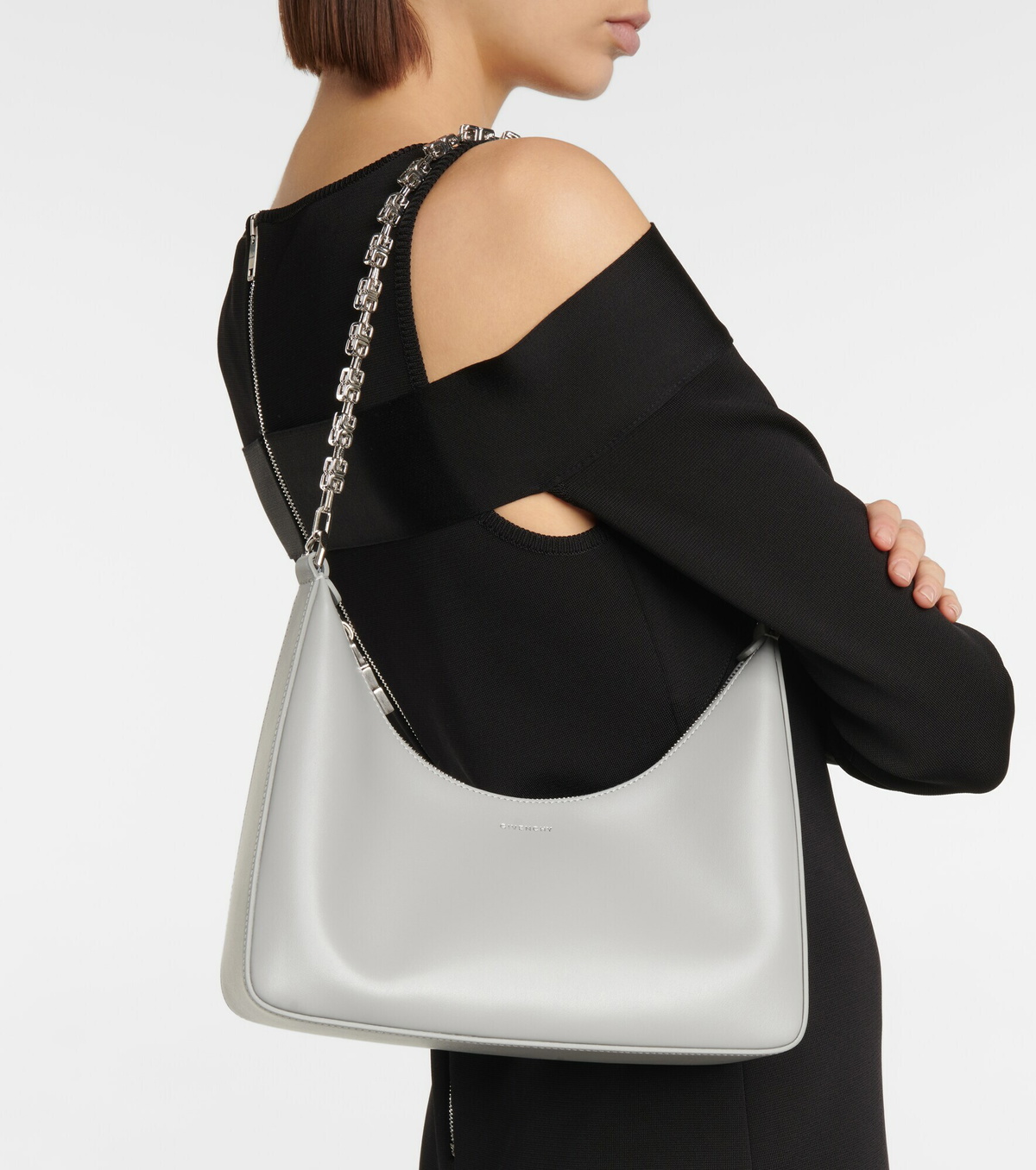 Givenchy Moon Cut-Out Calfskin Small Hobo Bag