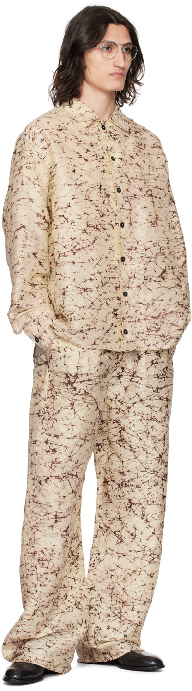 AIREI Beige Printed Trousers