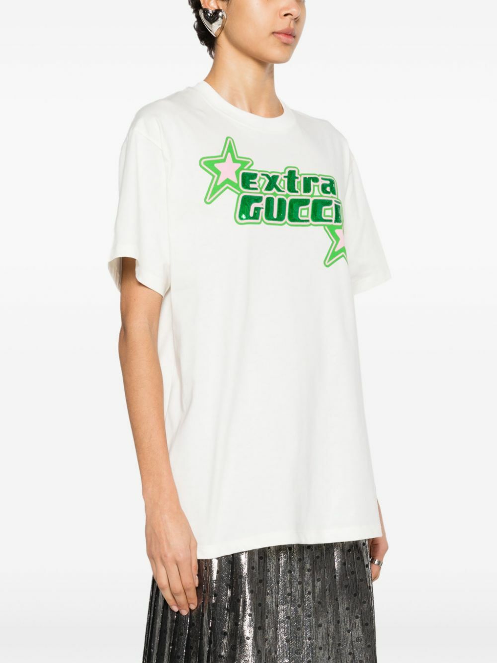 【GUCCI】Embellished cotton jersey T-shirt GUCCI Crystal-embellished cotton-jersey T-shirt | NET-A-PORTER