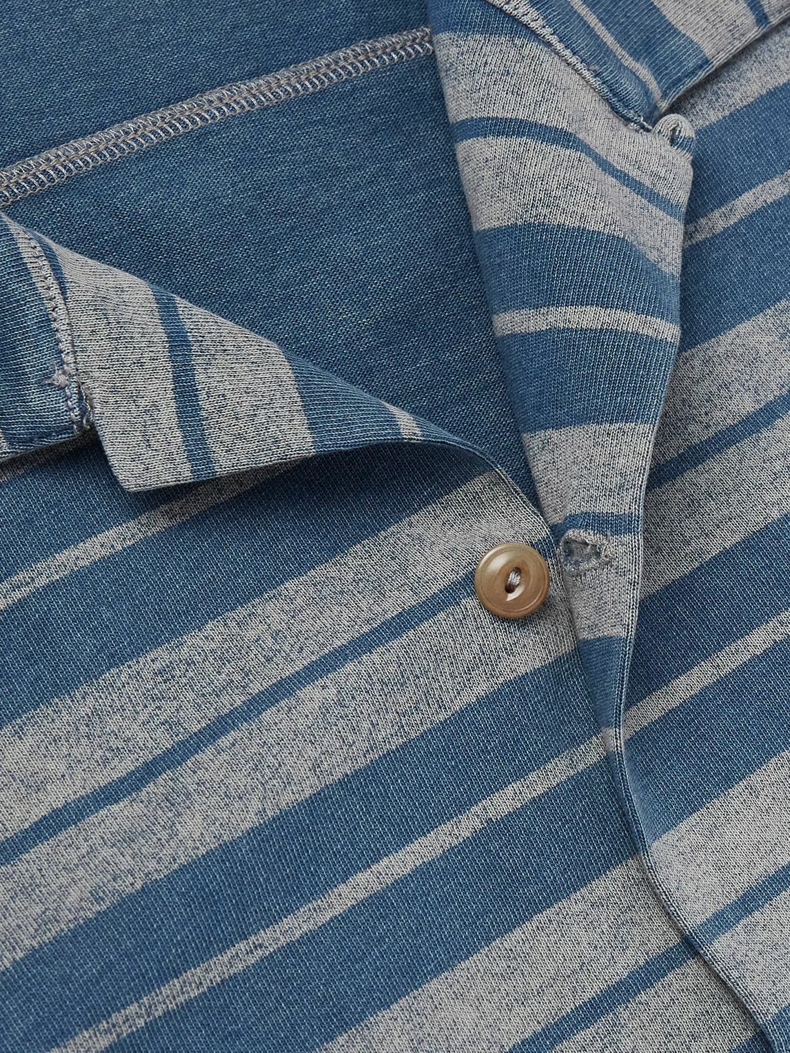 RRL - Jasper Convertible-Collar Indigo-Dyed Striped Cotton Shirt