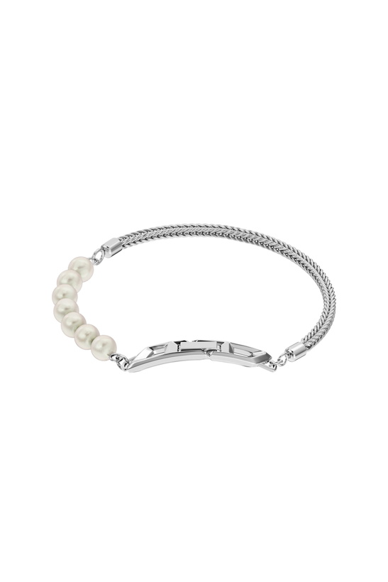 Photo: Diesel Sterling silver chain and pearl bracelet - Bracelets - Unisex - Silver