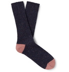 Anonymous Ism - Flecked Ribbed Knitted Socks - Blue