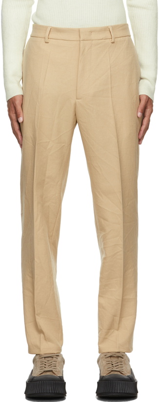 Photo: Jil Sander Beige Gabardine Tapered Trousers