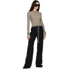Rick Owens Taupe Tower Cropped Hooded Rib LS T-shirt
