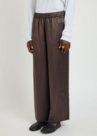 Eileen Fisher Crinkled Wide-leg Satin Trousers Brown
