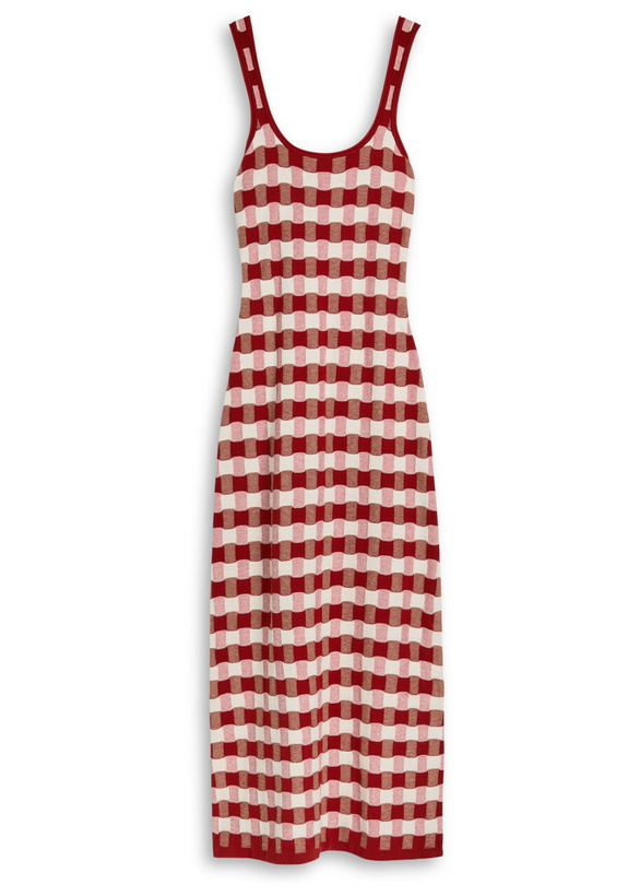 Photo: House OF Sunny Picnic Hockney Checked Cotton-knit Midi Dress Red