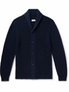 Hartford - Shawl-Collar Ribbed Wool and Cashmere-Blend Cardigan - Blue