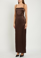 Reformation Frankie Silk Maxi Dress Brown