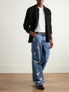 Guest In Residence - Western Felt-Trimmed Cashmere Shirt - Black
