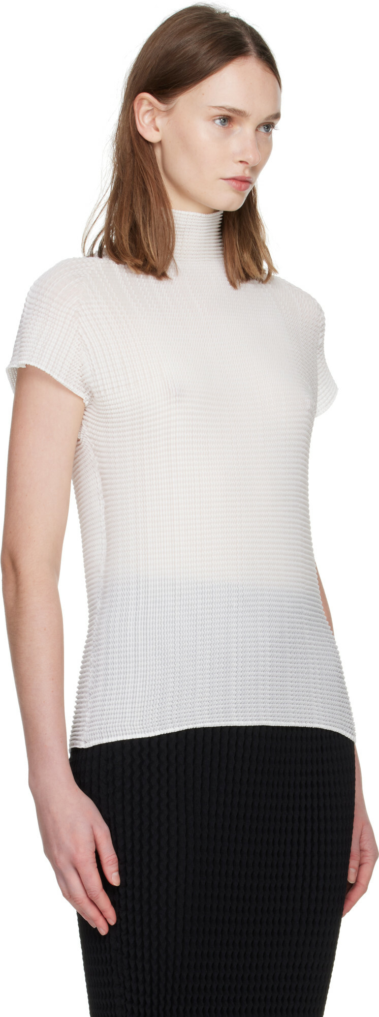 ISSEY MIYAKE White Wooly Pleats Top