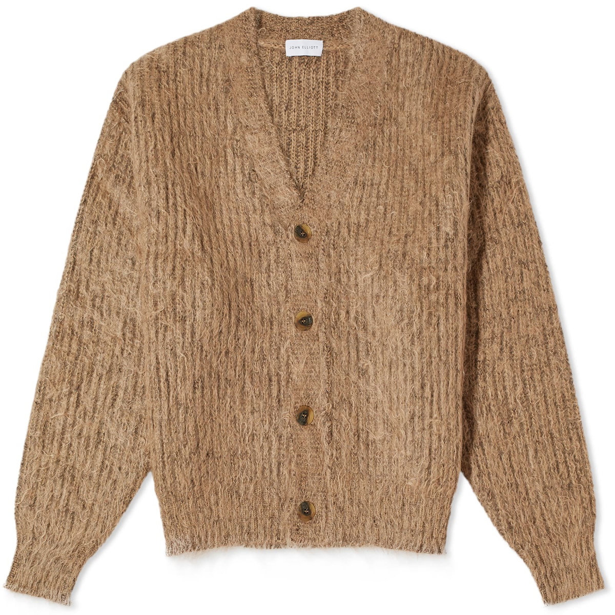 John Elliott Men's Wool Mohair Cardigan in Camel