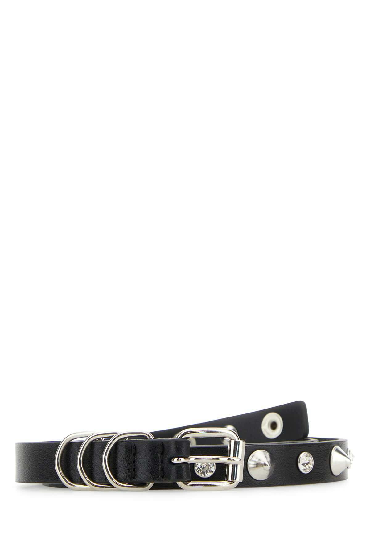 ベルト ALESSANDRA RICH BELT (FABA2830J004 001) Alessandra Rich Black Leather and Velvet Crystal Heart Belt