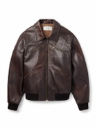 CELINE - Leather Bomber Jacket - Brown