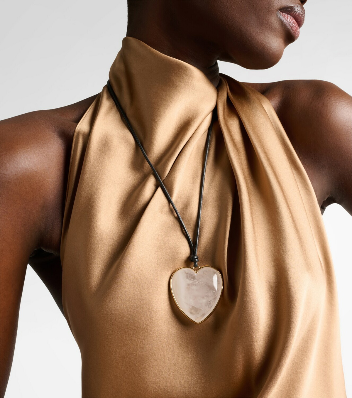 Jennifer Fisher 14kt gold-plated and leather necklace with quartz