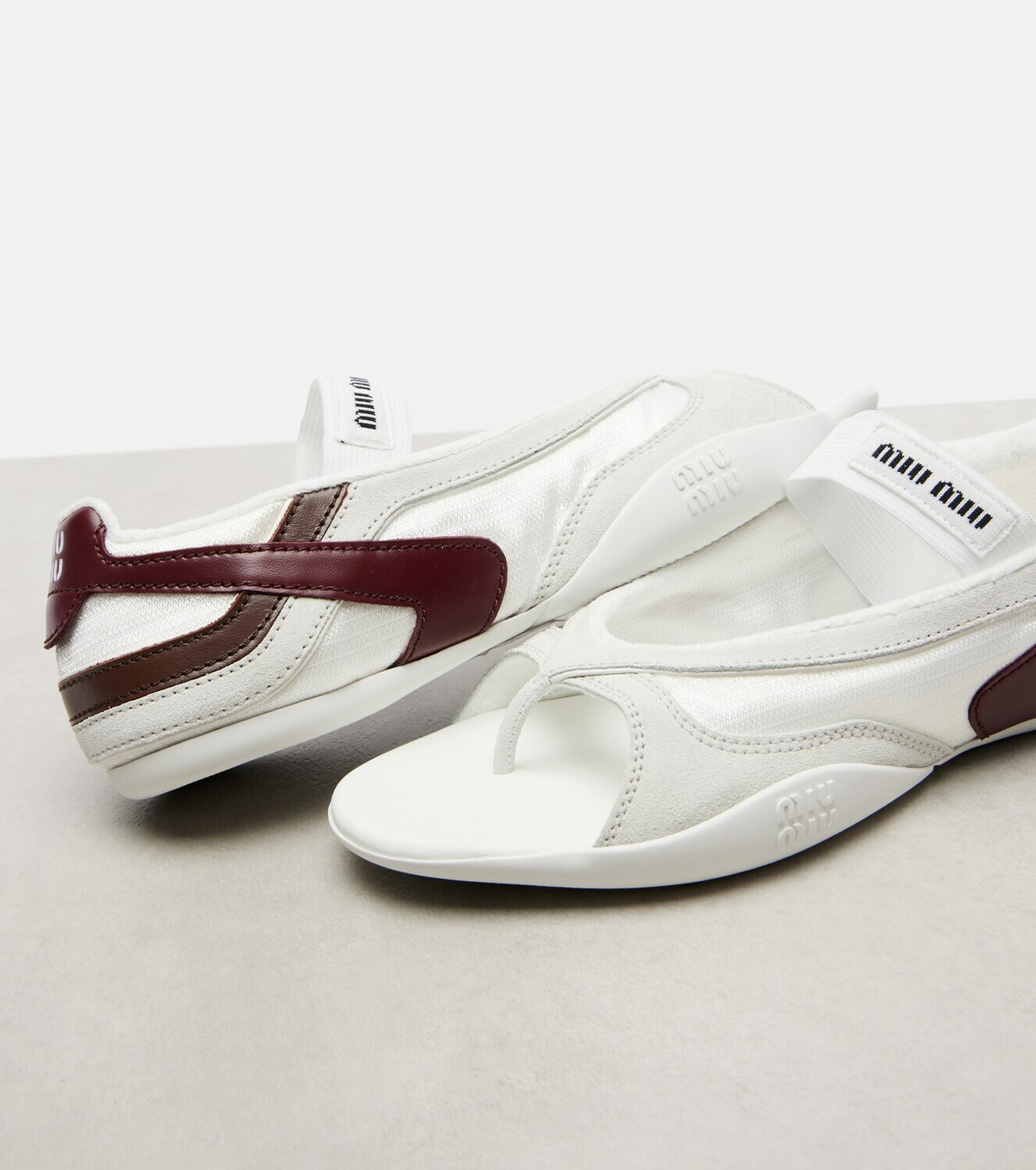 Miu Miu Gymnasium leather-trimmed thong sandals