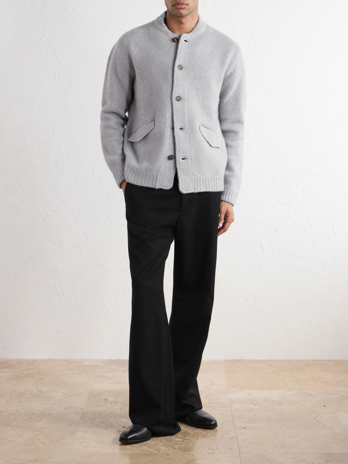 Slowear - Wool and Cashmere-Blend Knitted Bomber Jacket - Gray