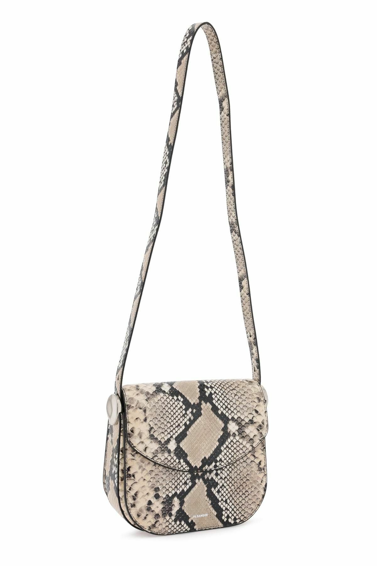 JIL SANDER python leather coin shoulder bag with textured finish Black