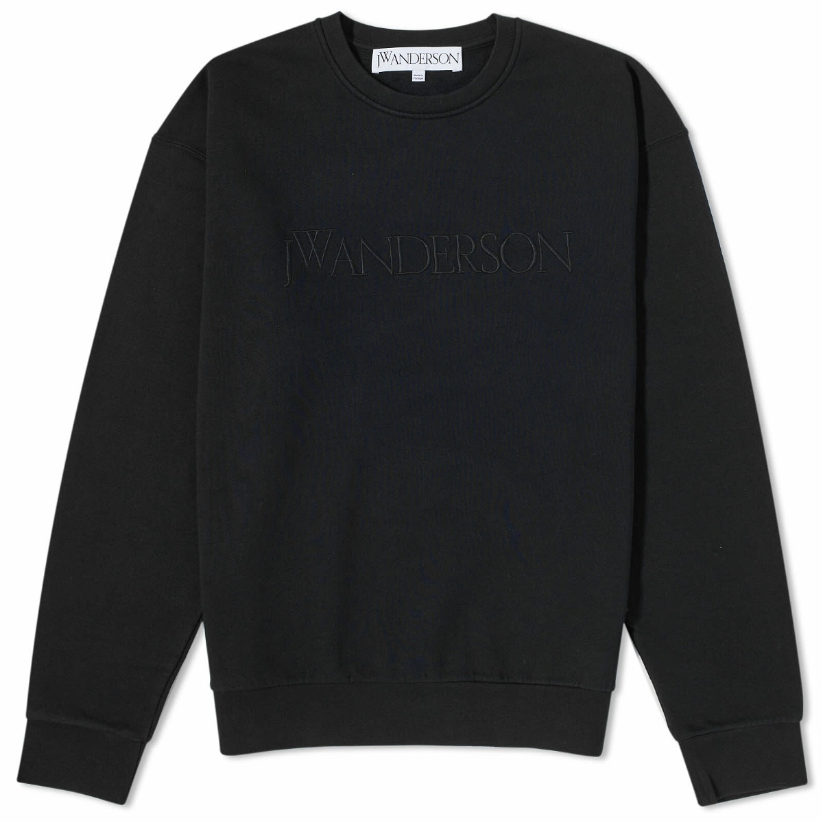 JW Anderson Men's Embroidered Logo Crew Sweat in Black JW Anderson