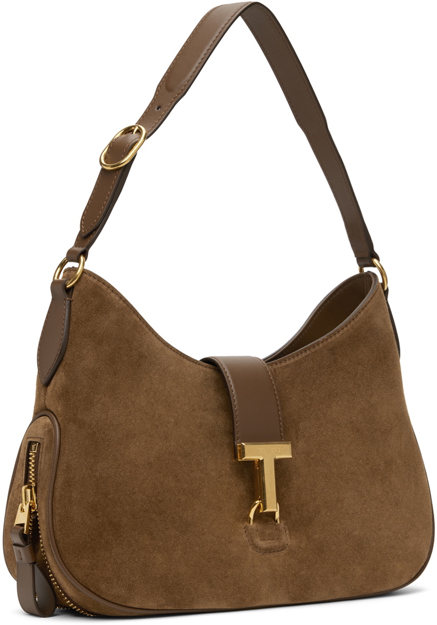 TOM FORD Brown Suede & Leather Monarch Medium Bag TOM FORD