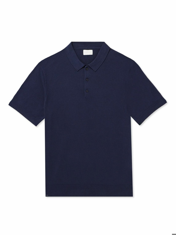 Photo: Club Monaco - Silk and Cotton-Blend Polo Shirt - Blue
