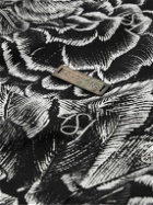 4SDesigns - Camp-Collar Logo-Appliquéd Floral-Print Crepe Shirt - Black