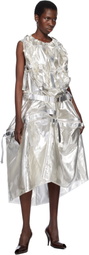 Junya Watanabe Silver Polyester Glitter Organdy Midi Dress