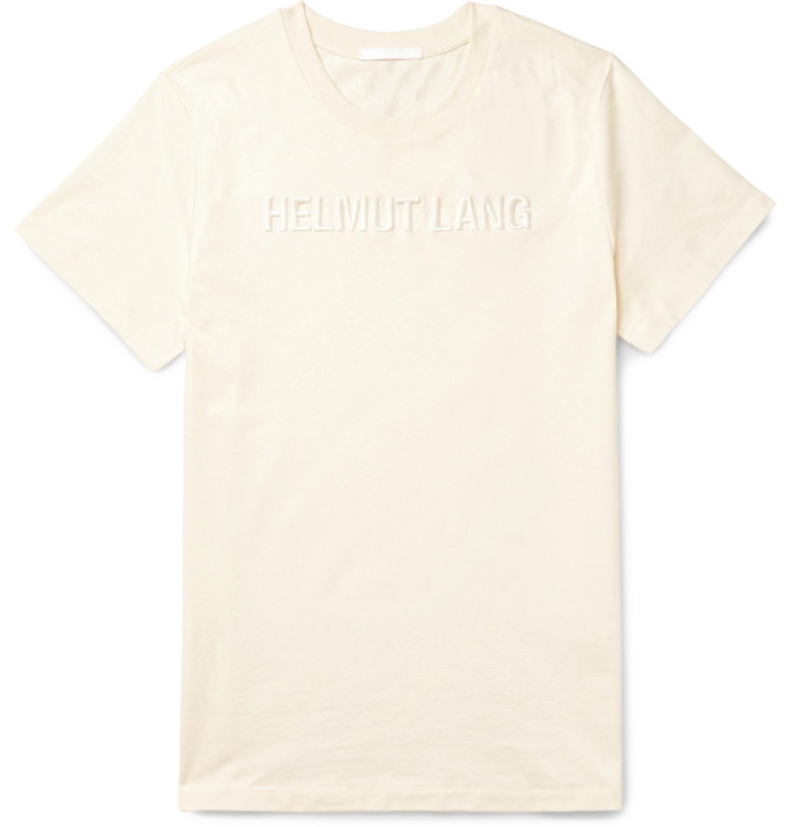Photo: Helmut Lang - Logo-Embroidered Cotton-Jersey T-Shirt - Neutrals