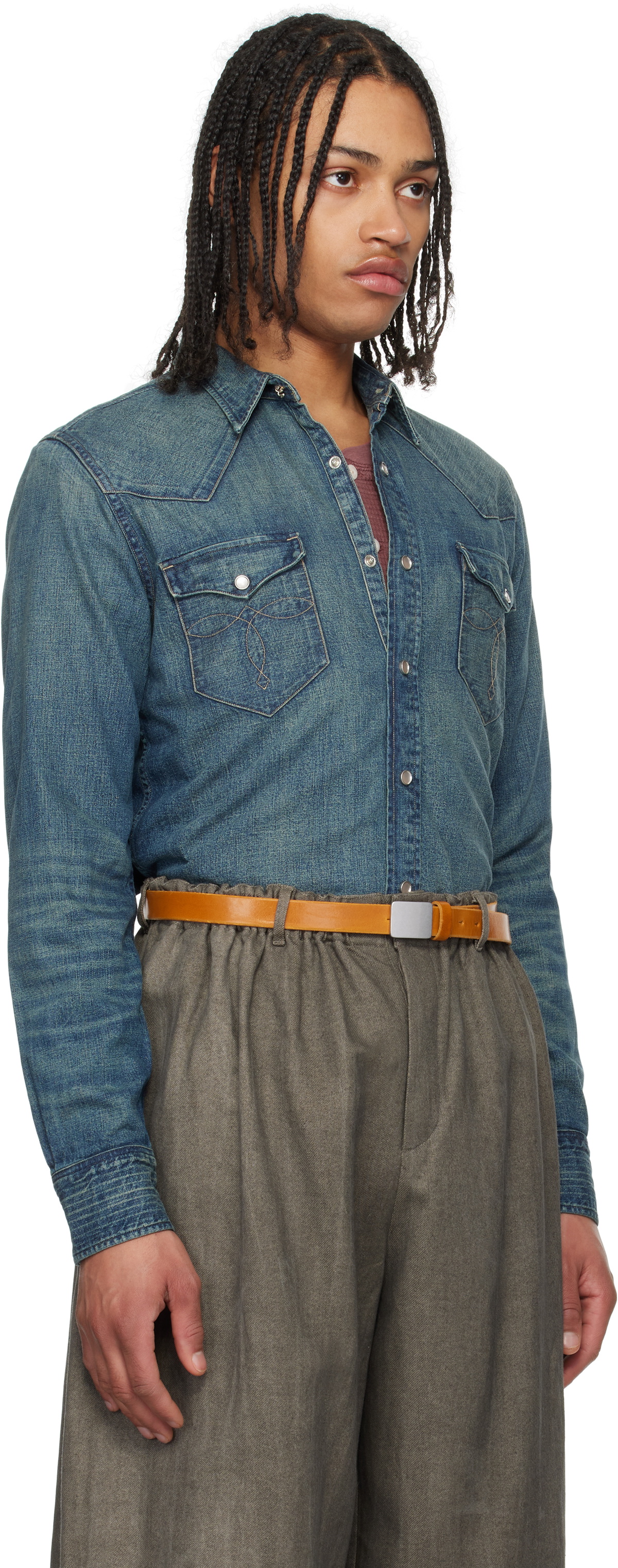 Denim Button Front Midi A-Line Skirt | JAEGER | M&S