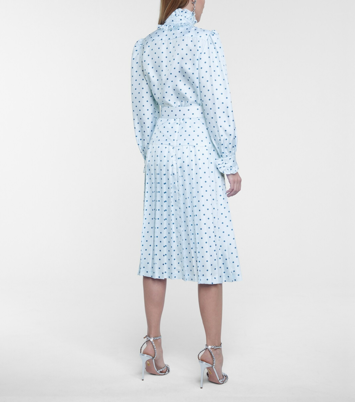 Rodarte - Polka-dot high-rise silk midi skirt