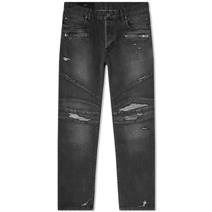 Photo: Balmain Tapered Fit Distressed Biker Jean