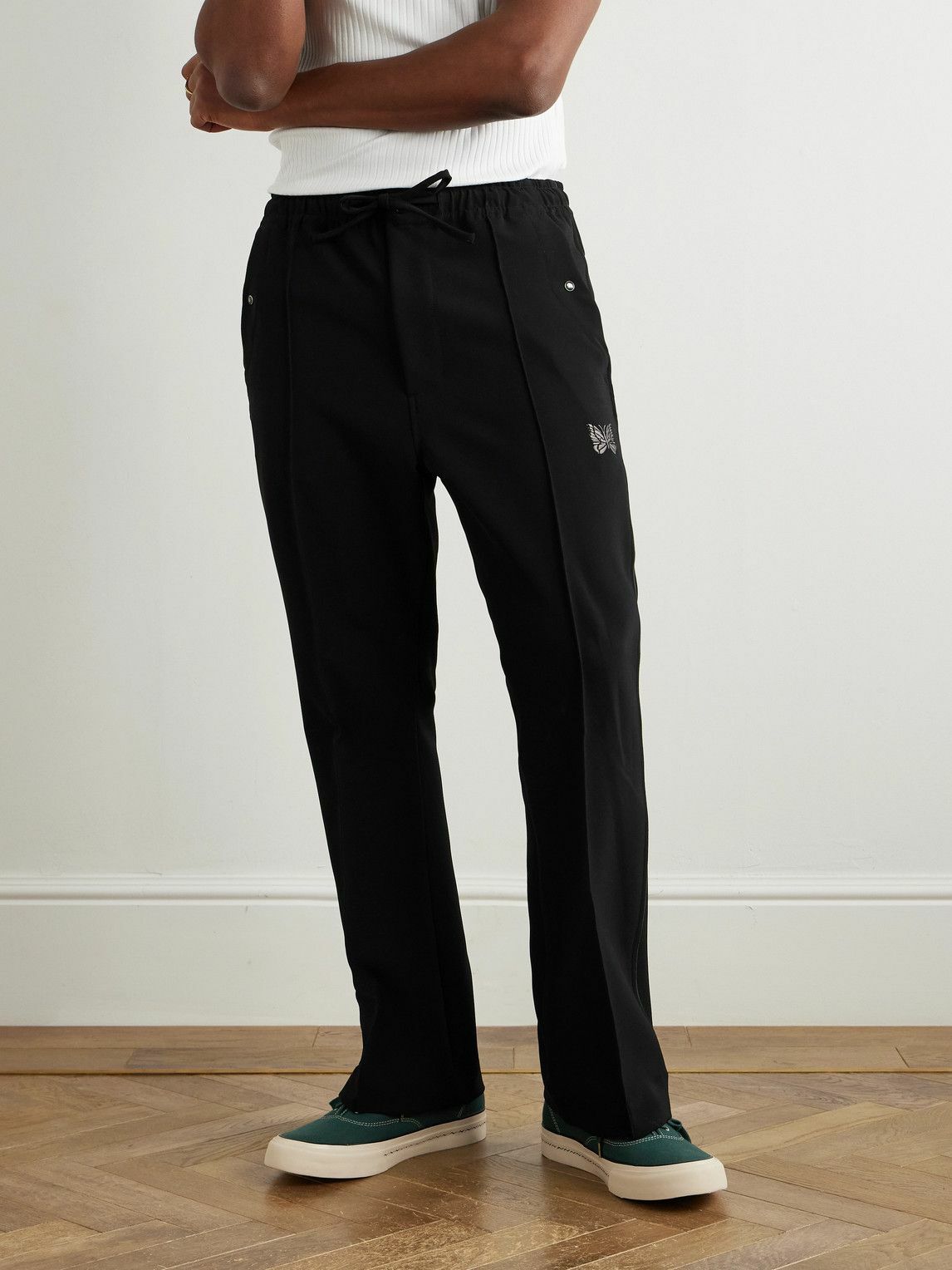 Needles - Straight-Leg Logo-Embroidered Jersey Track Pants - Black