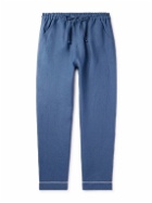 Loretta Caponi - Straight-Leg Linen Drawstring Pyjama Trousers - Blue