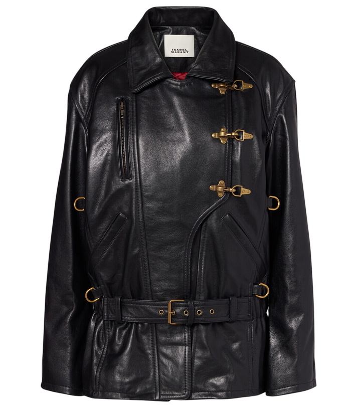 Photo: Isabel Marant Caitlyn belted leather jacket