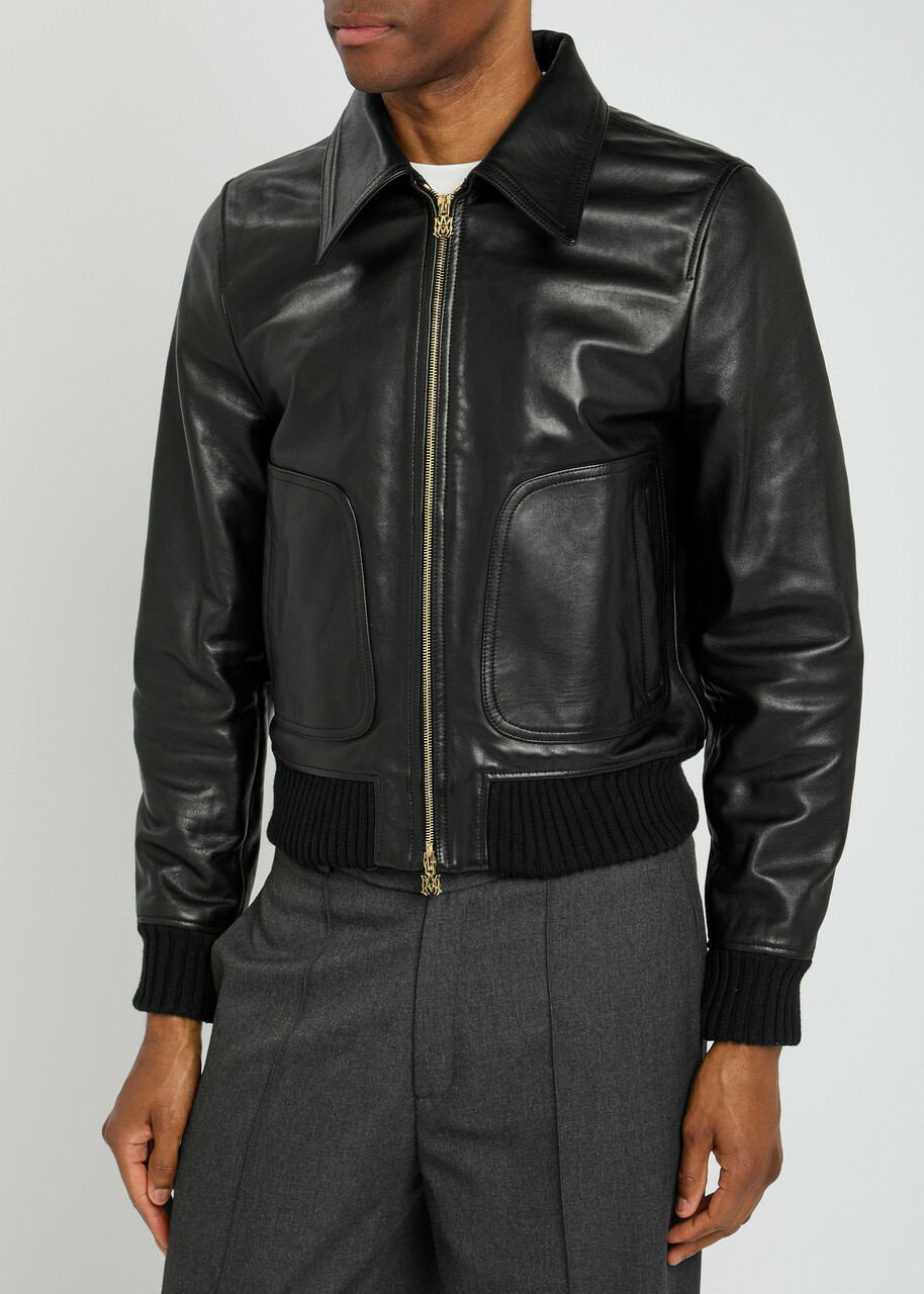 Amiri Blouson Leather Jacket Black