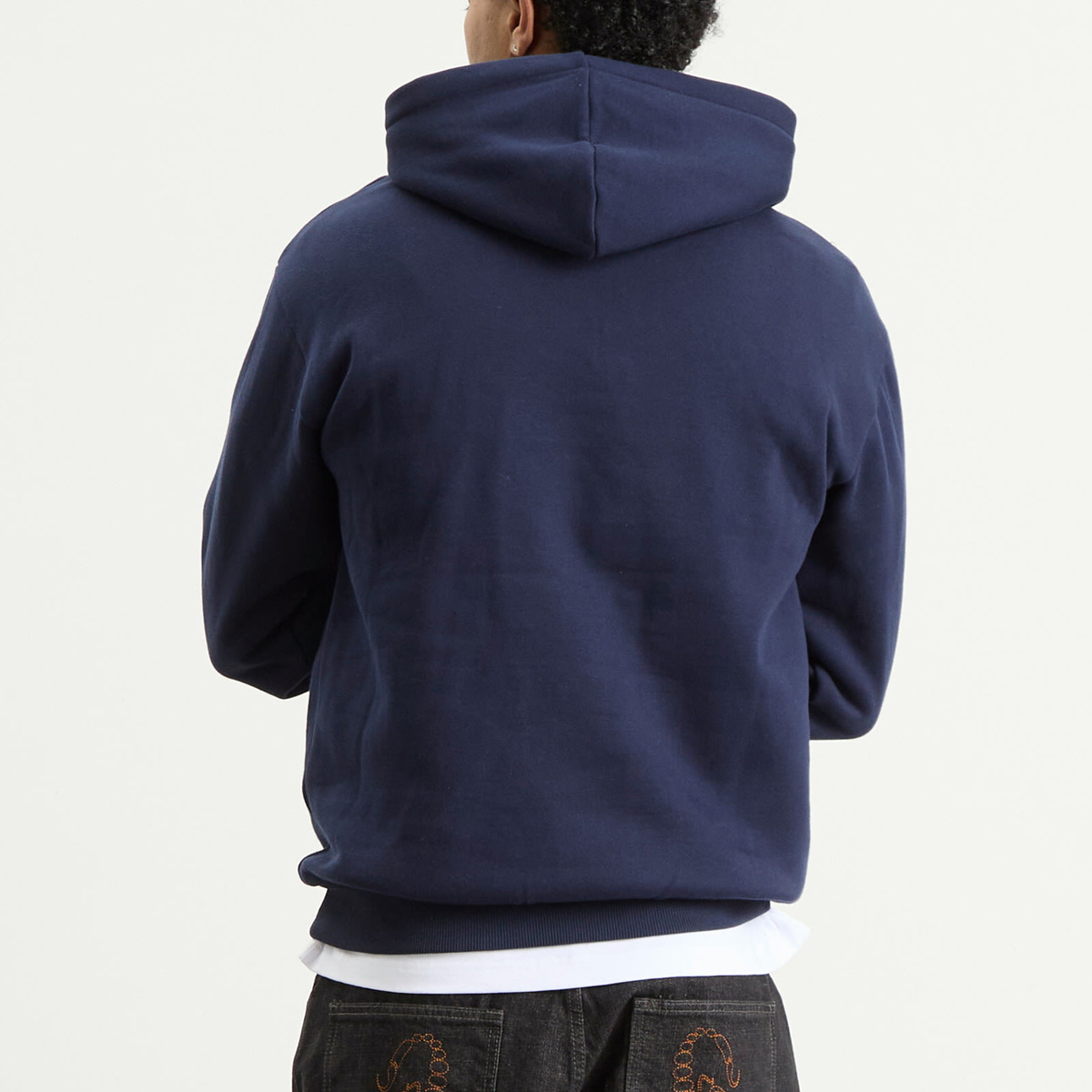 Butter Goods Men's Plaid Logo Applique Hoodie in Navy
