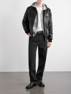 Golden Bear - The Ridgewood Knit Trimmed Leather Bomber Jacket - Black