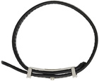 Paul Smith Black Leather Stripe Bracelet