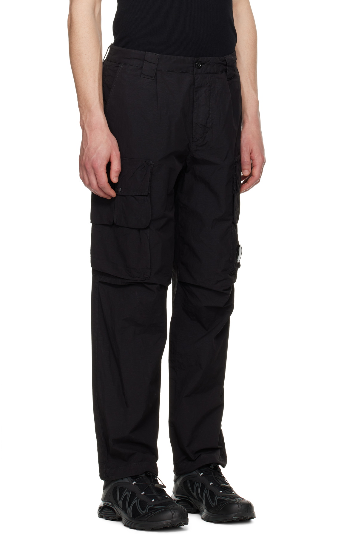C.P. Company Black Flatt Nylon Cargo Pants C.P. Company
